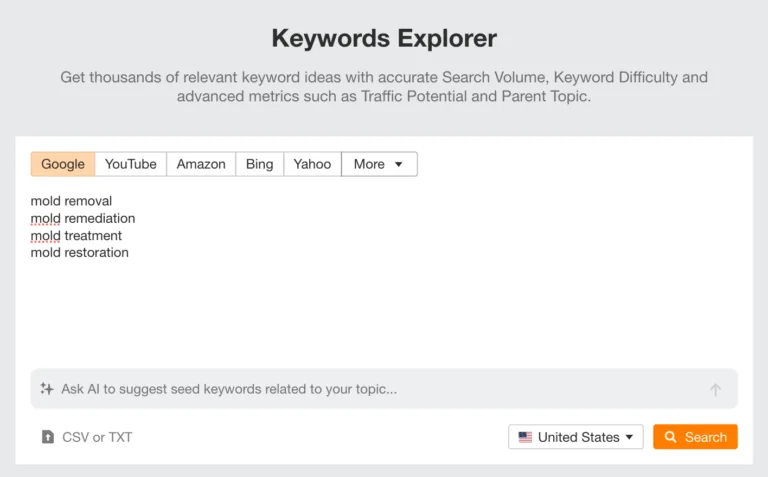使用 Ahrefs 的 Keyword Explorer 在全国范围内扩展加盟 SEO 关键词研究