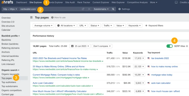 通过 Ahrefs 的 Site Explorer 寻找获取主题灵感的机会