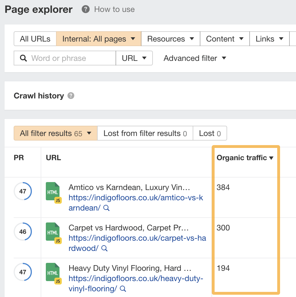 如何通过 Ahrefs 的 Site Audit 使用 Page Explorer 查找热门页面