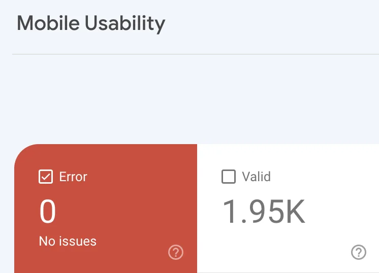 Google Search Console 里的移动设备易用性报告