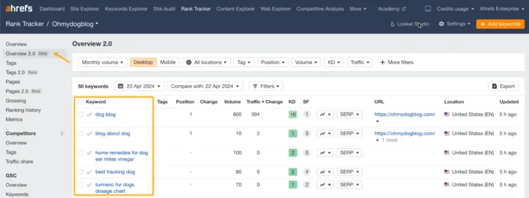 Rank Tracker 的概览报告。