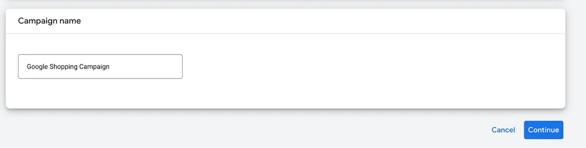 在“Campaign name”下添加的“Google Shopping Campaign”