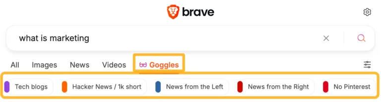 Brave 的 Goggles 功能