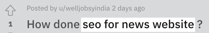 来自 /r/seo 子版块的潜在长尾关键词
