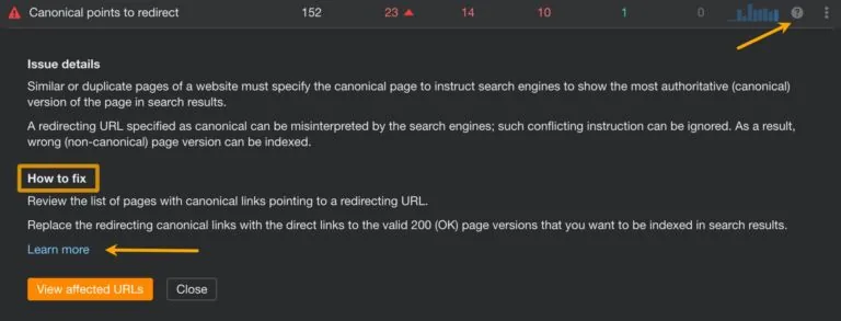 canonical 指向重定向问题的详情。