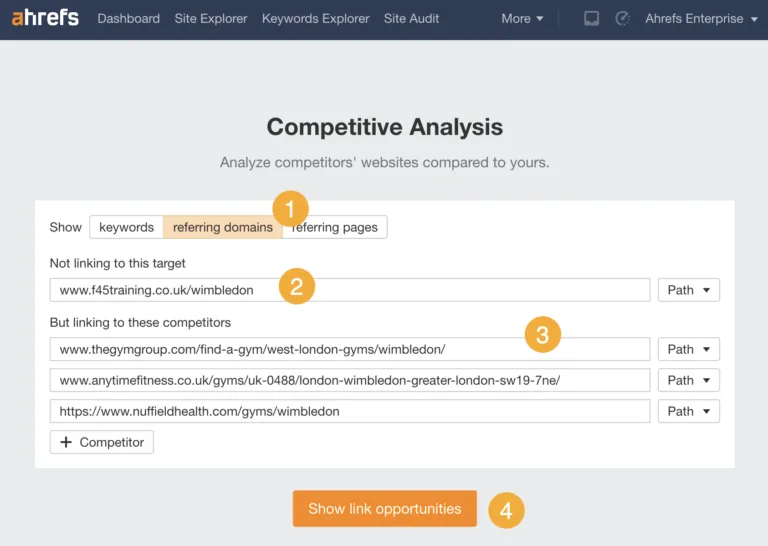 Ahrefs 中的 Link Intersect