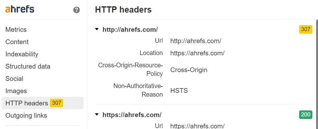 使用 Ahrefs Toolbar 检查重定向