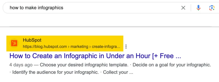 HubSpot 在“how to make infographics”上有排名