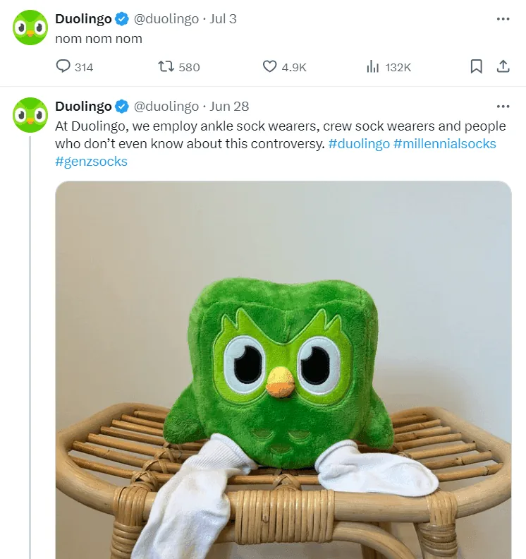 品牌声音示例：Duolingo