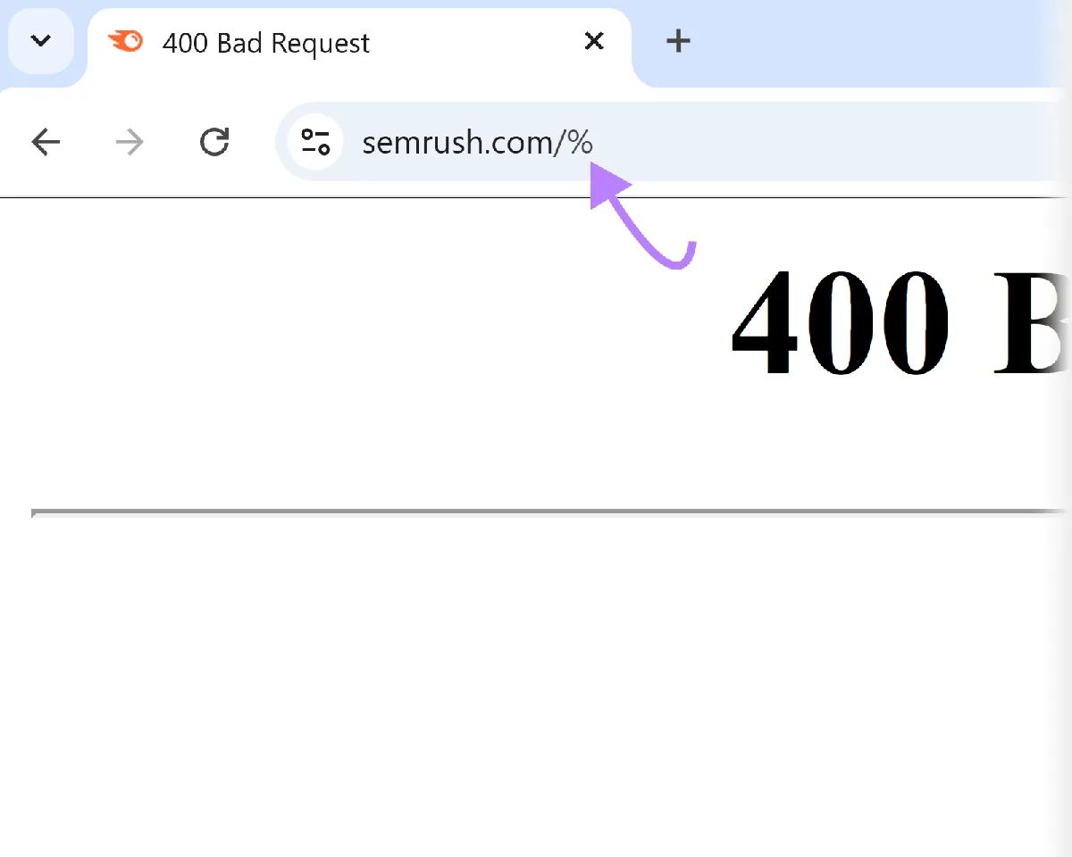 箭头指向 URL 中导致 400 错误请求的不受支持的特殊字符