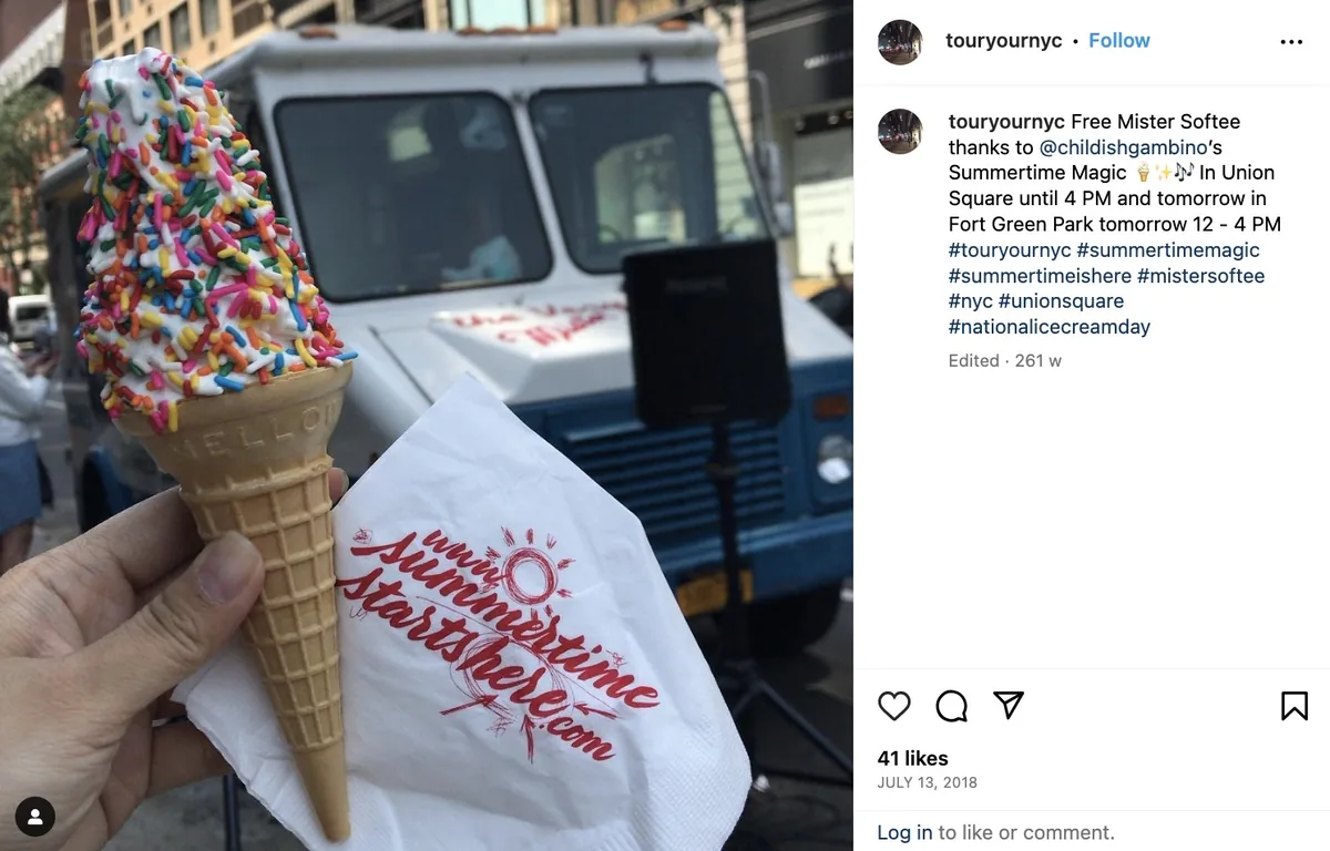 “Summertime Magic”主题的 Instagram 帖子，配有冰淇淋