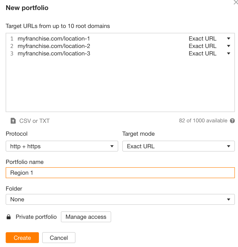 使用 Ahrefs 的 Portfolio 功能细分本地页面并跟踪表现