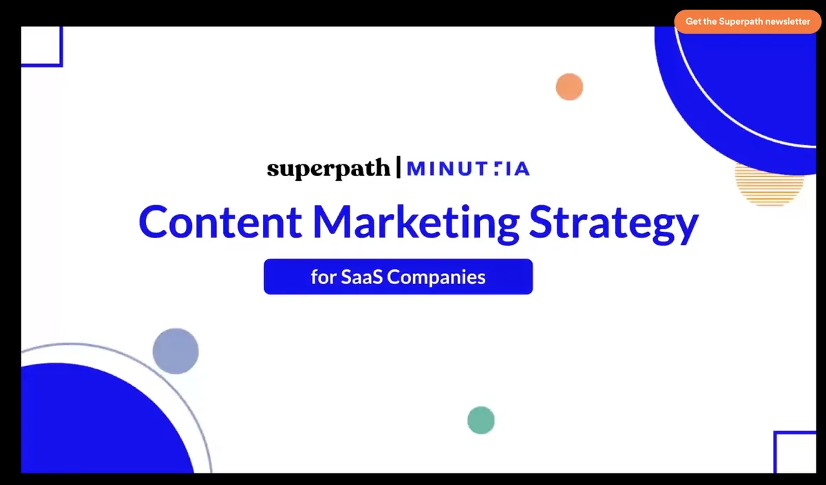 Superpath 和 Minuttia 网络研讨会标题页,配有大号蓝色光球和留白