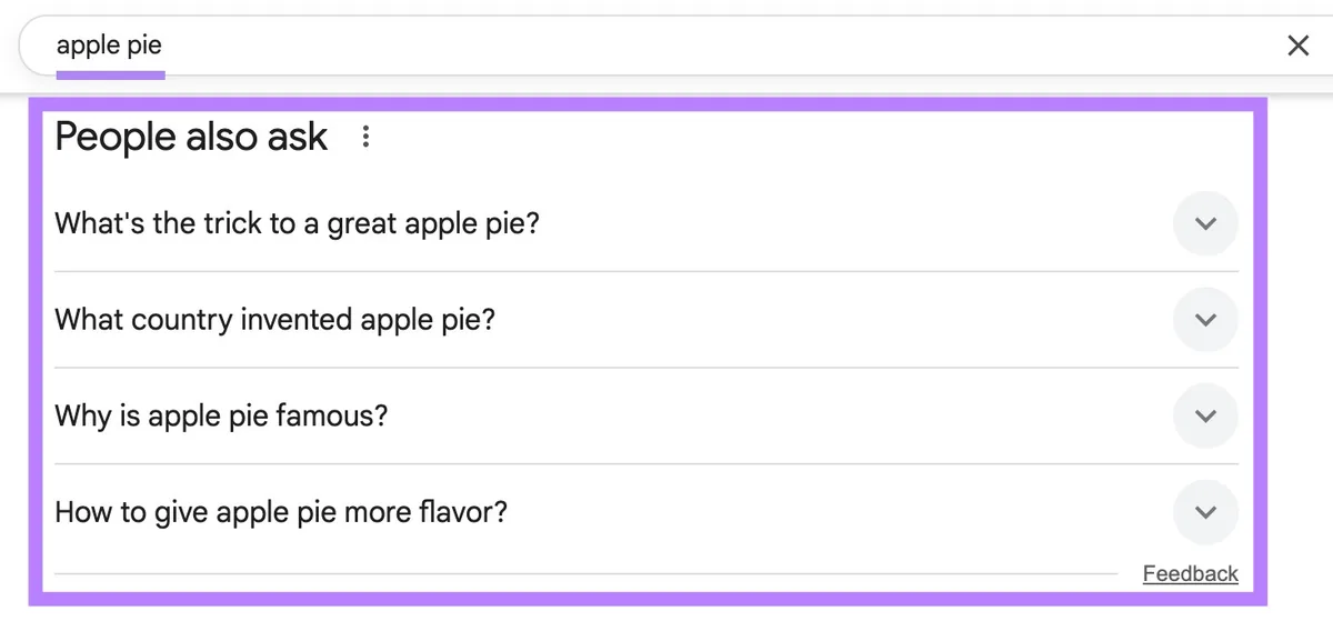 Google 搜索结果页面输入了搜索词,“People also ask”部分已高亮显示。