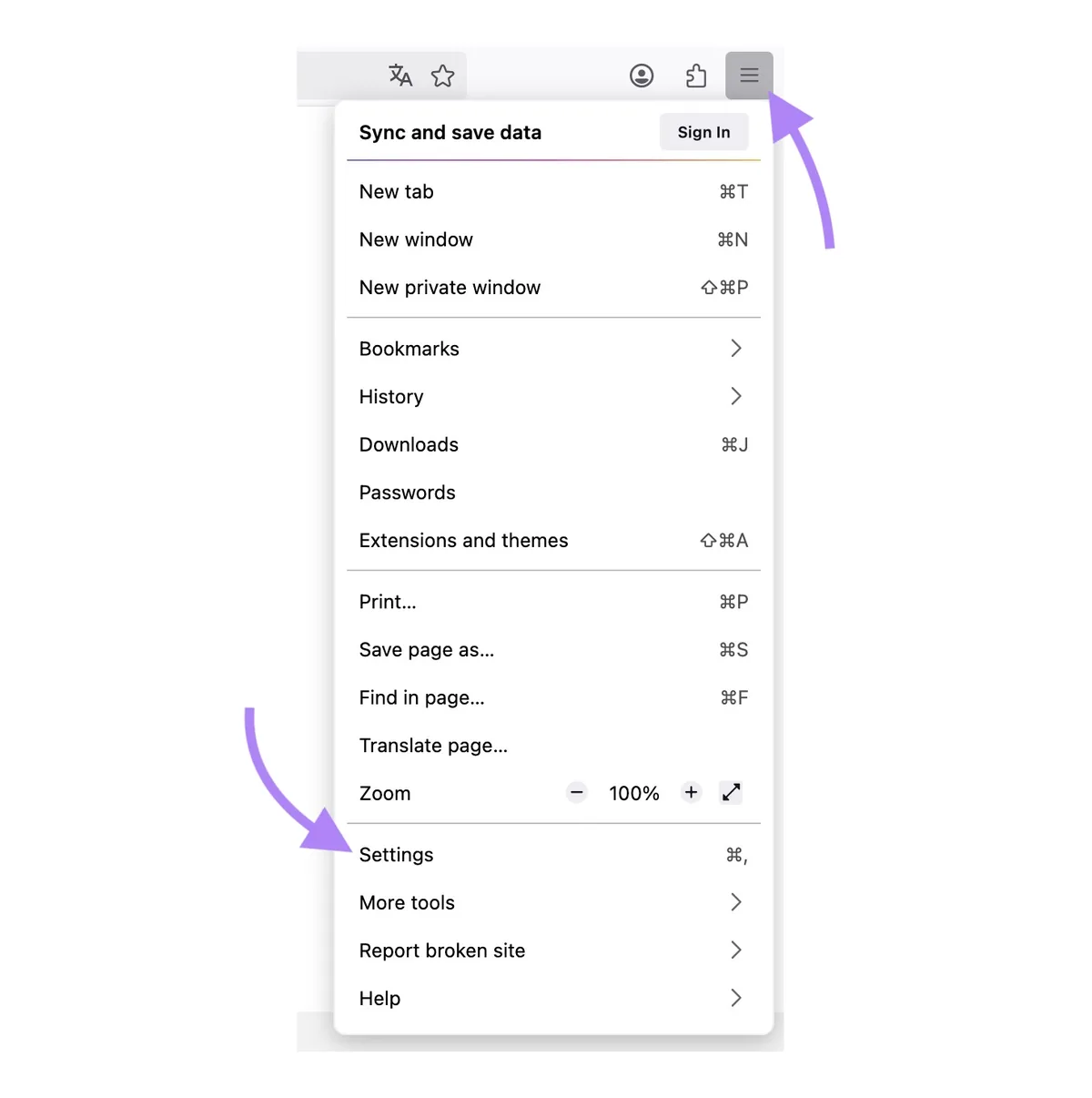 点击 Microsoft Edge 浏览器右上角的三条线图标，并从列表中选择“Settings”。
