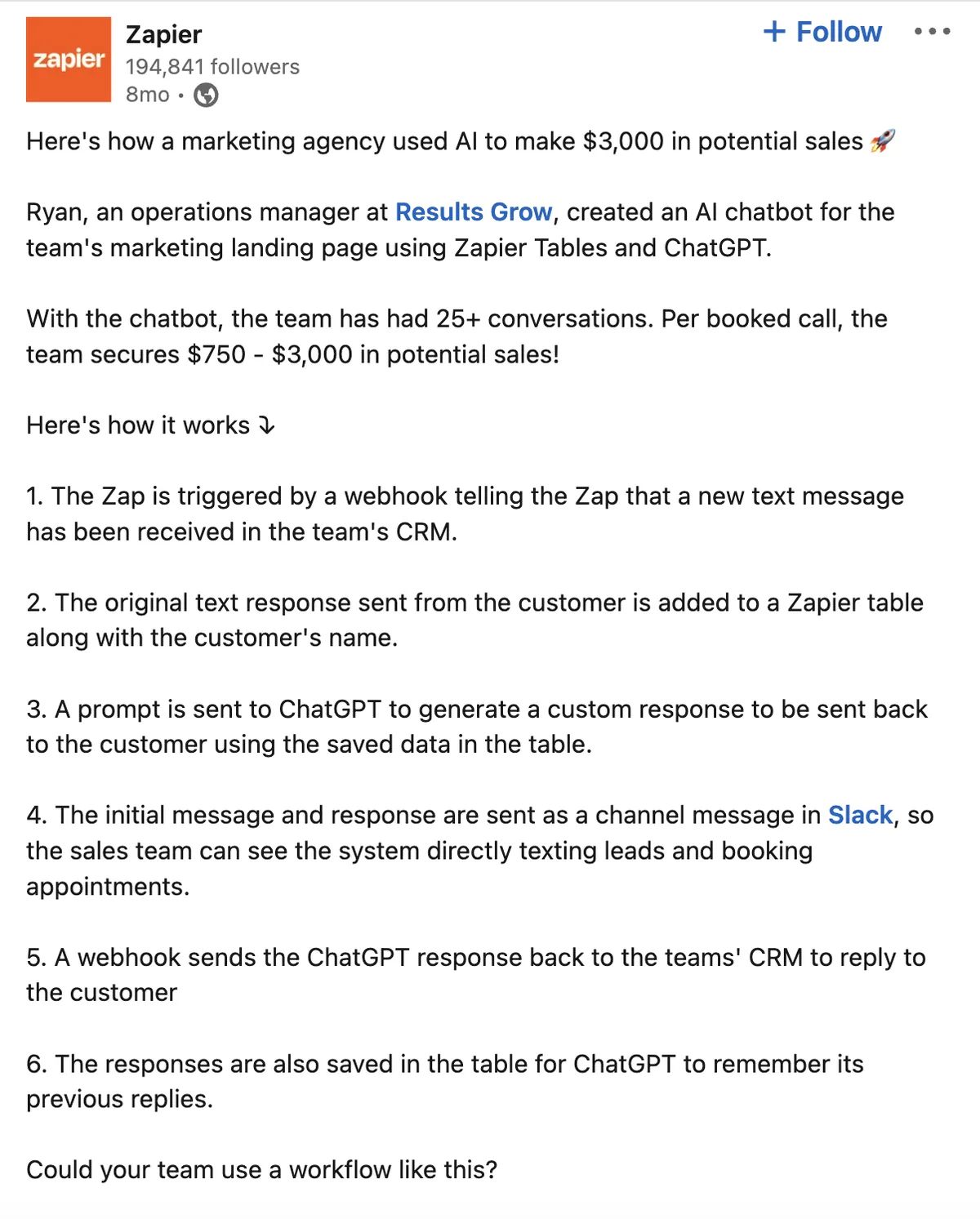Zapier 的客户故事帖