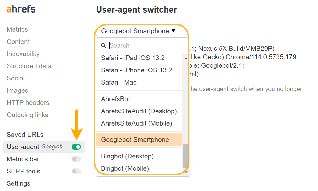切换 user-agent 以排查 JavaScript 网站的 SEO 问题