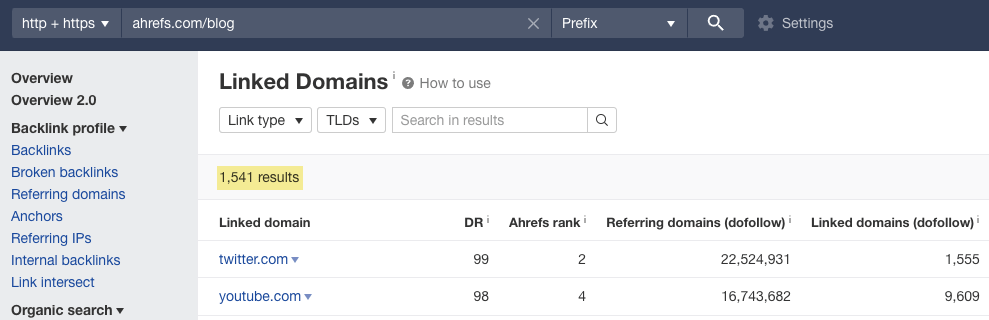 Link Domains 报告结果