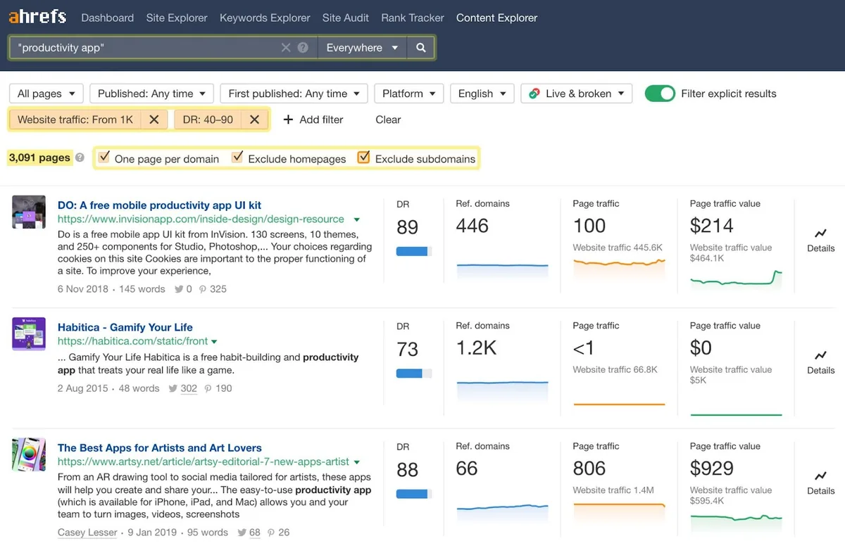 应用筛选条件后的 Content Explorer 结果