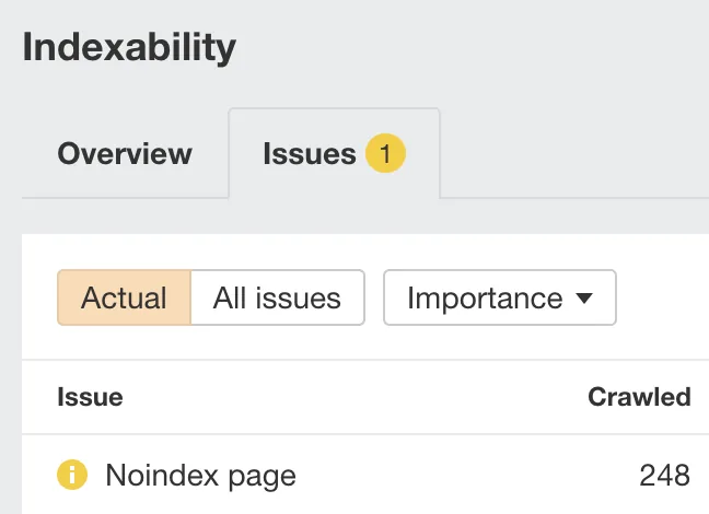 Site Audit 中的 Noindex 问题