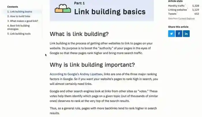Ahrefs 上的锚链接导航