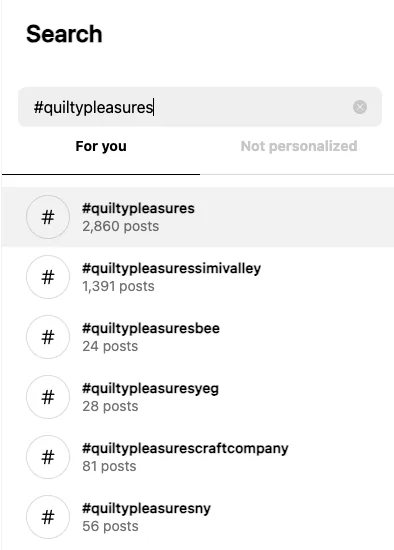 Instagram 上搜索栏的截图,显示某话题标签的搜索结果。