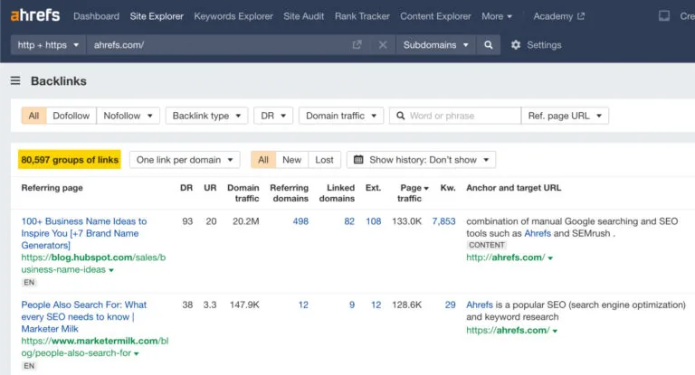 在 Ahrefs Site Explorer 中检查反向链接
