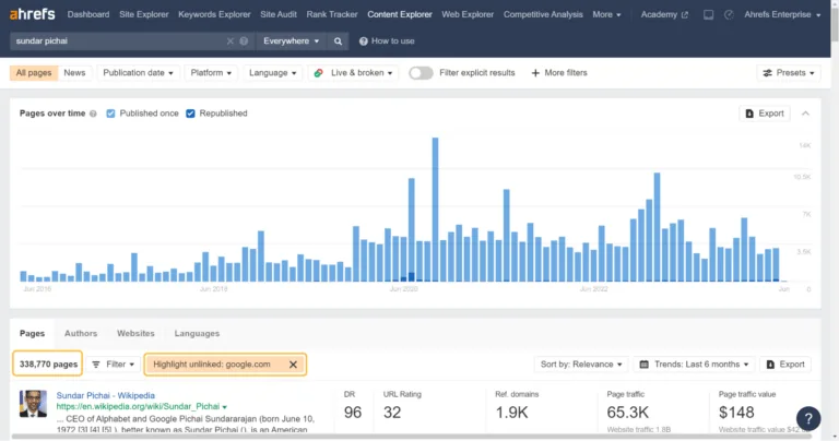 用 Content Explorer 查找未链接的品牌提及