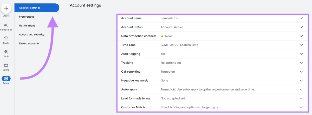 Google Ads 账号设置