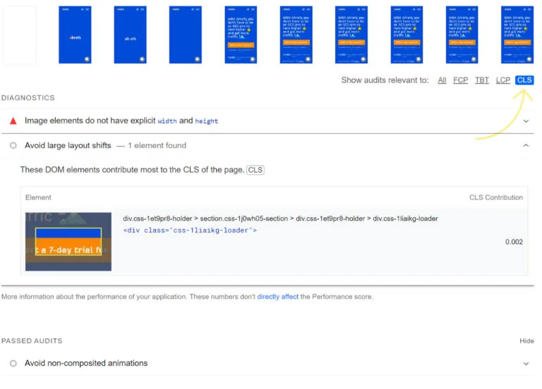 PageSpeed Insights 中的 CLS 问题