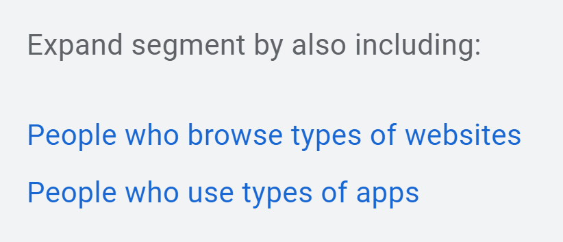 “Expand segment by also including”建议