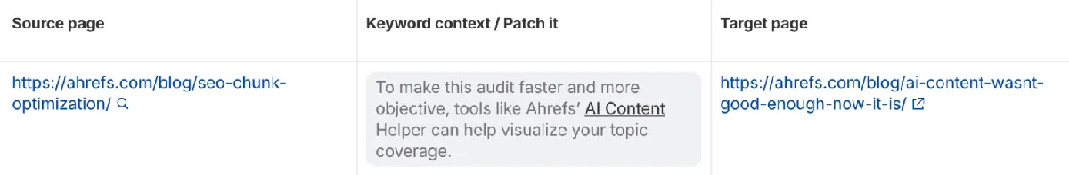 在 Ahrefs 的 Site Audit 中查找内链机会