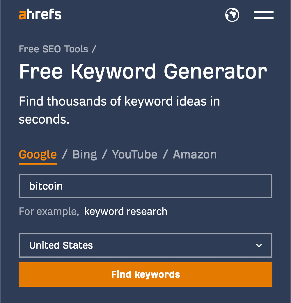 Ahrefs 免费关键词生成器
