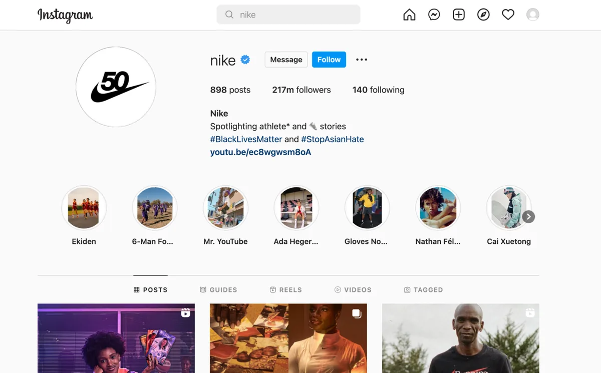 Instagram 个人简介中的话题标签