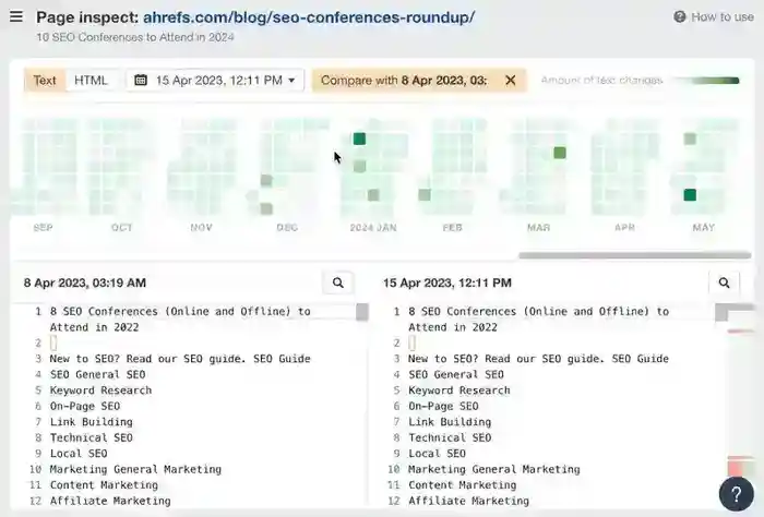 Page Inspect 中的日历视图