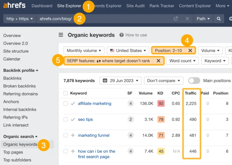 在 Ahrefs 的 Site Explorer 中查找精选摘要机会