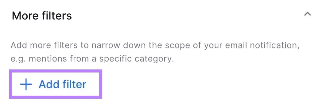 “More filters”部分下突出显示的“Add filter”