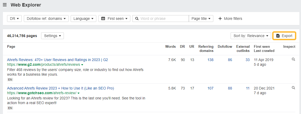 使用 Ahrefs 的 Web Explorer 查找未链接的品牌提及