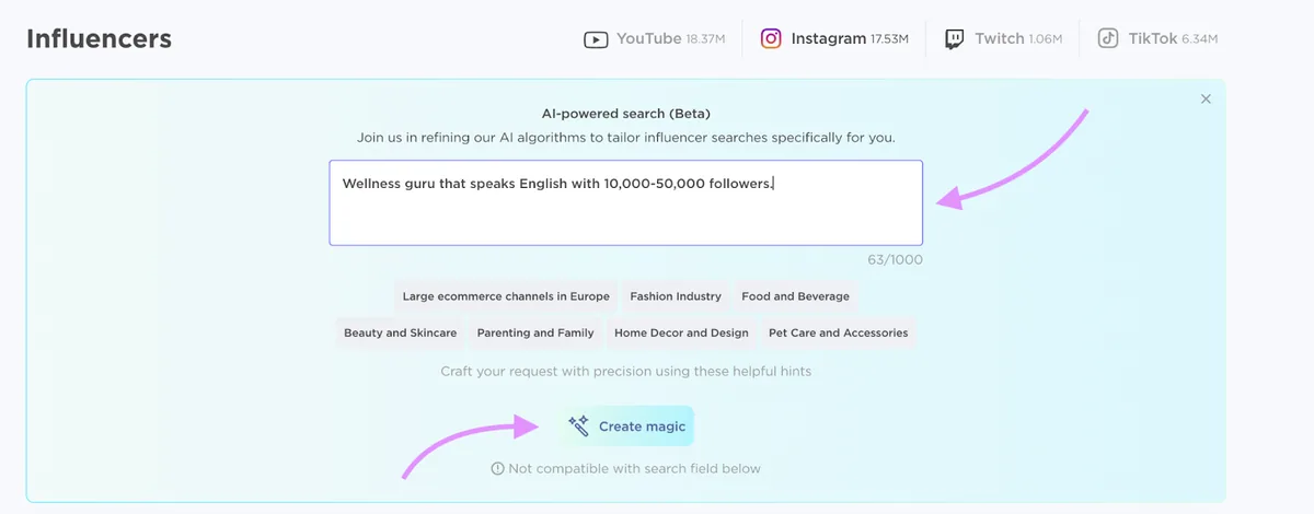 Influencer Analytics 达人发现