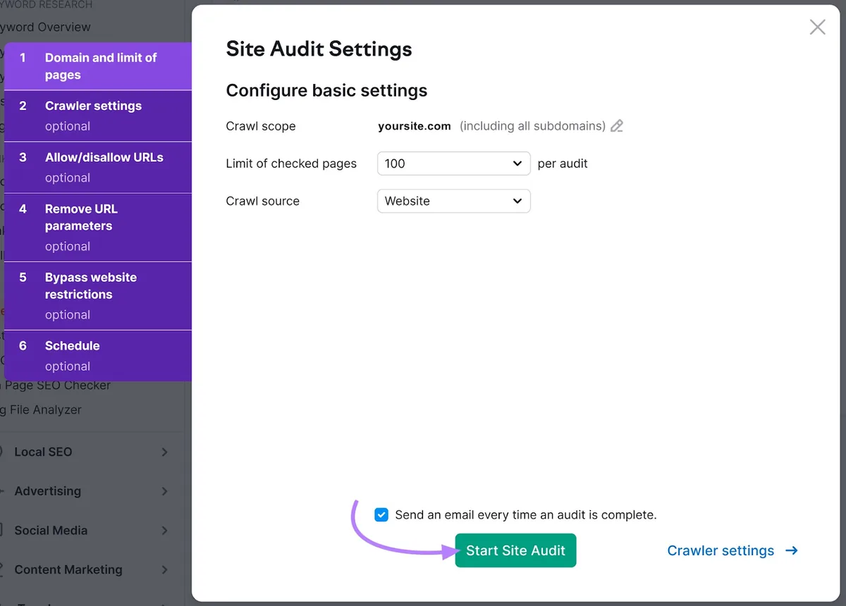 Site Audit Settings(站点审计设置)