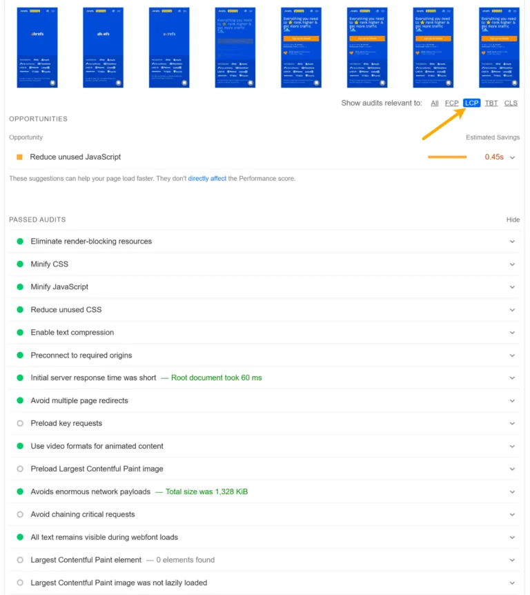 Google PageSpeed Insights 中与 LCP 相关的问题