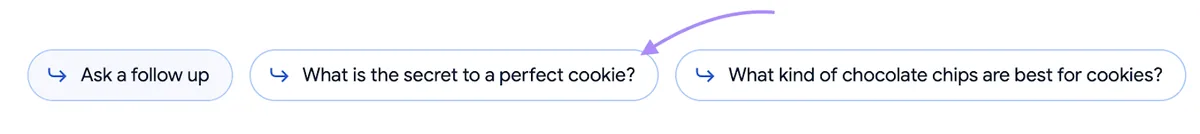 “完美曲奇的秘诀是什么?”Google 的建议被突出显示