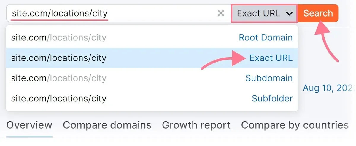 在 Domain Overview 上将设置从 Root Domain 改为 Exact URL。