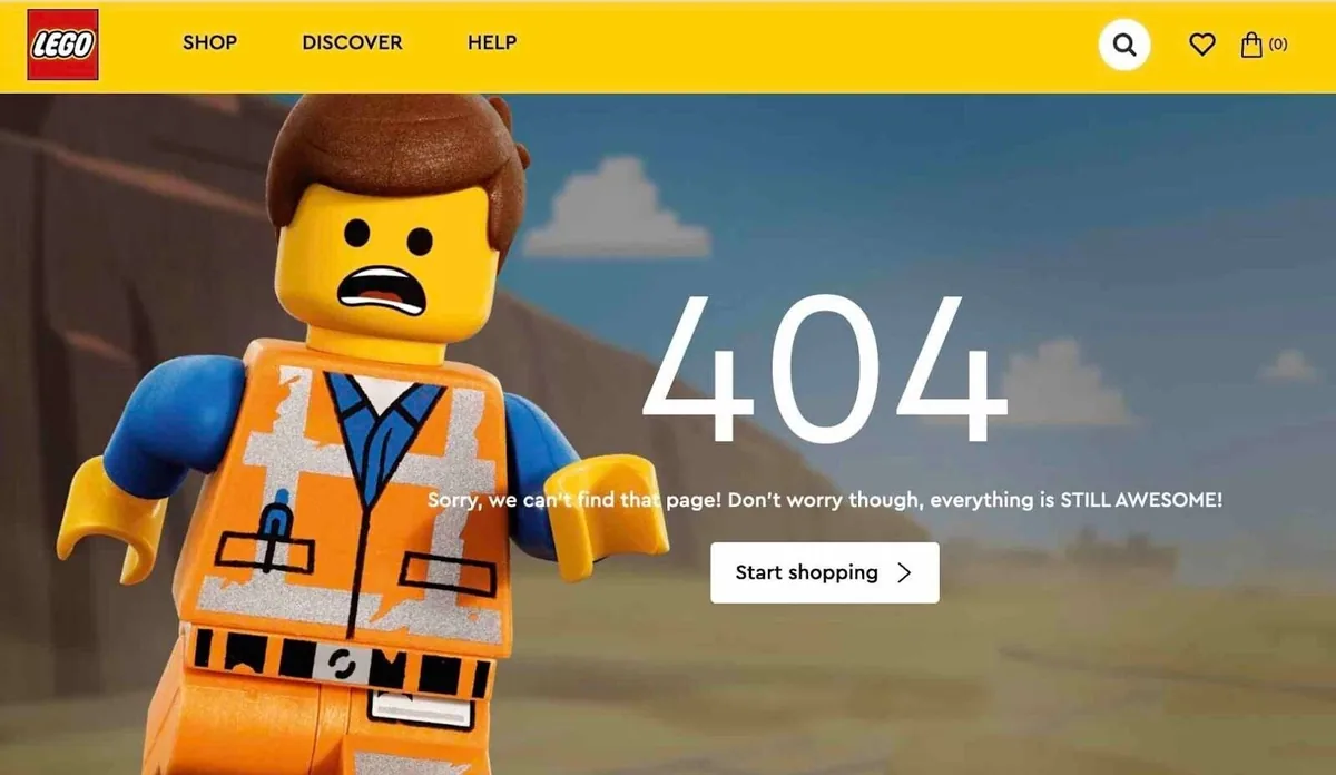 Lego 网站的 404 错误页面。