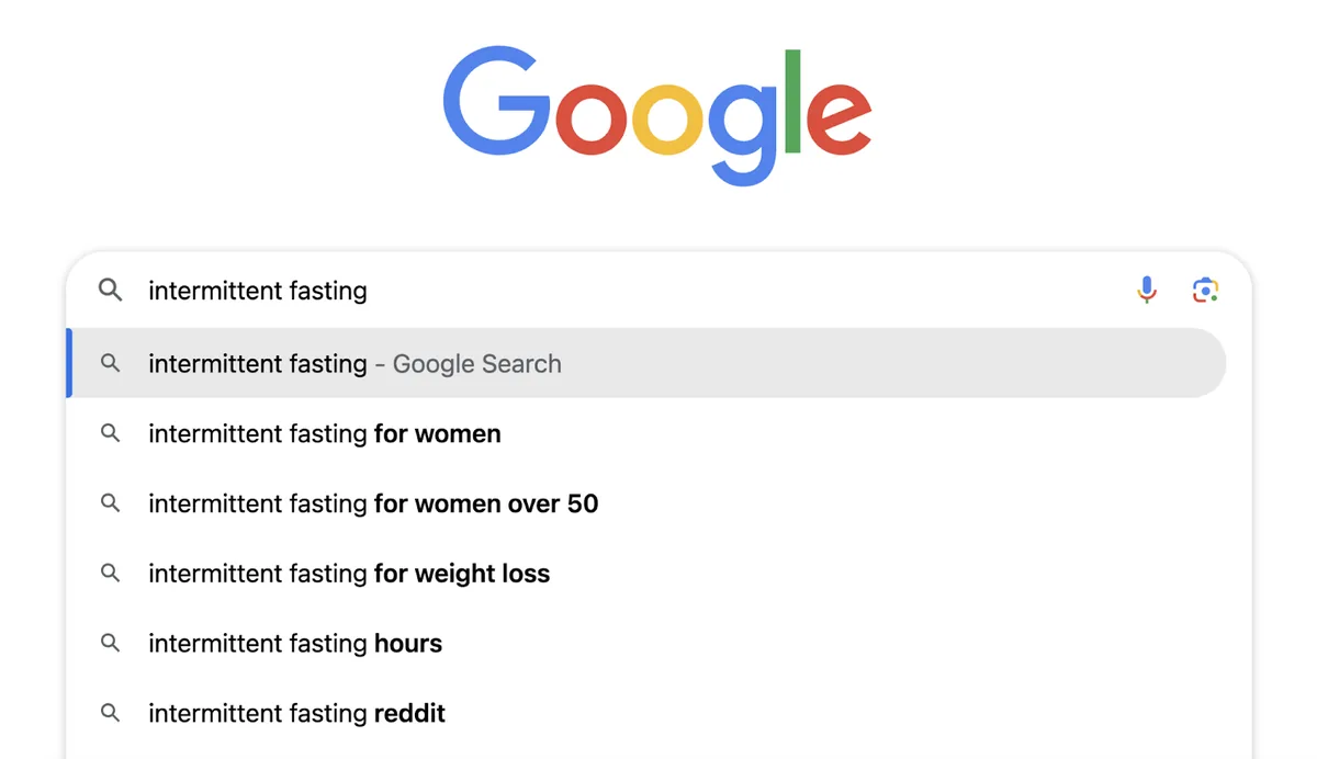 在 Google 搜索栏中搜索“间歇性断食”