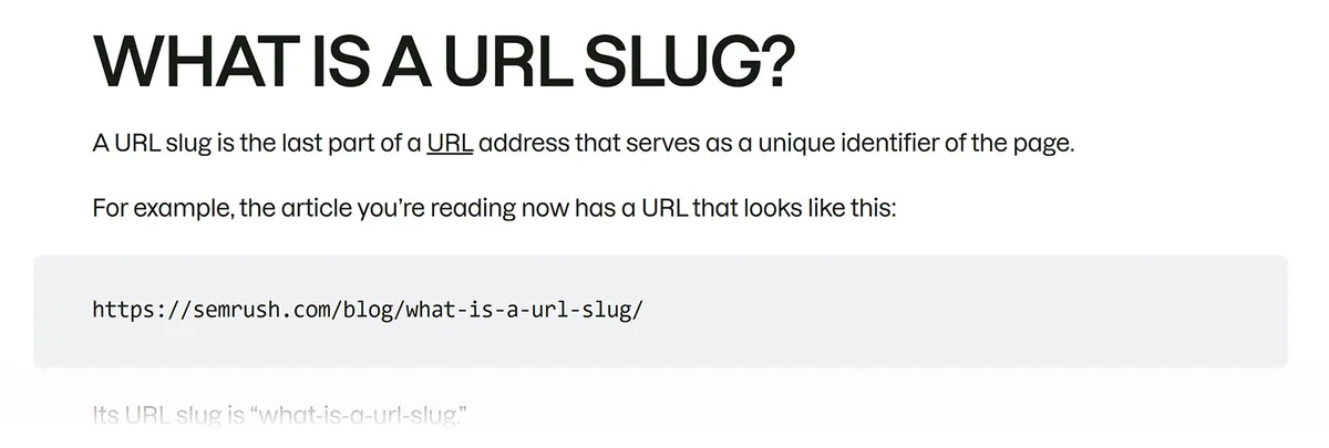 博客板块解释什么是 URL 别名,示例 URL 结构高亮。