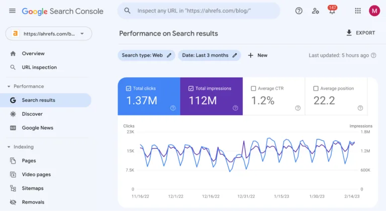 Google Search Console 中的效果报告