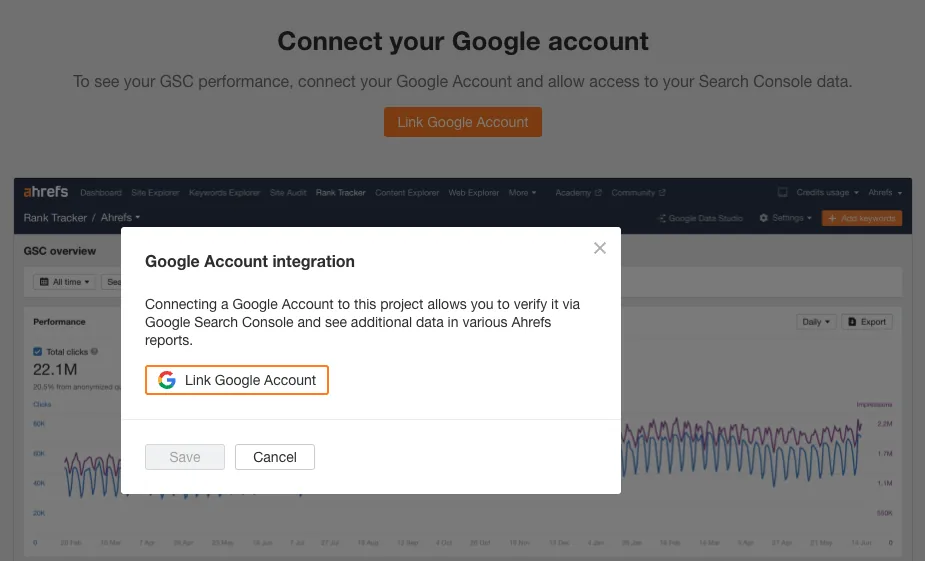 如何将你的 Google 账号连接到 Ahrefs。
