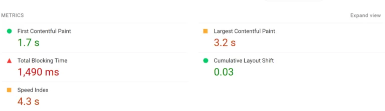 PageSpeed Insights 中的 Lighthouse 指标