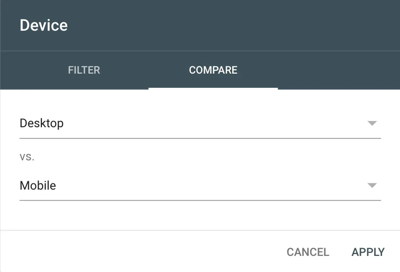 在 Search Console 中按设备比较流量